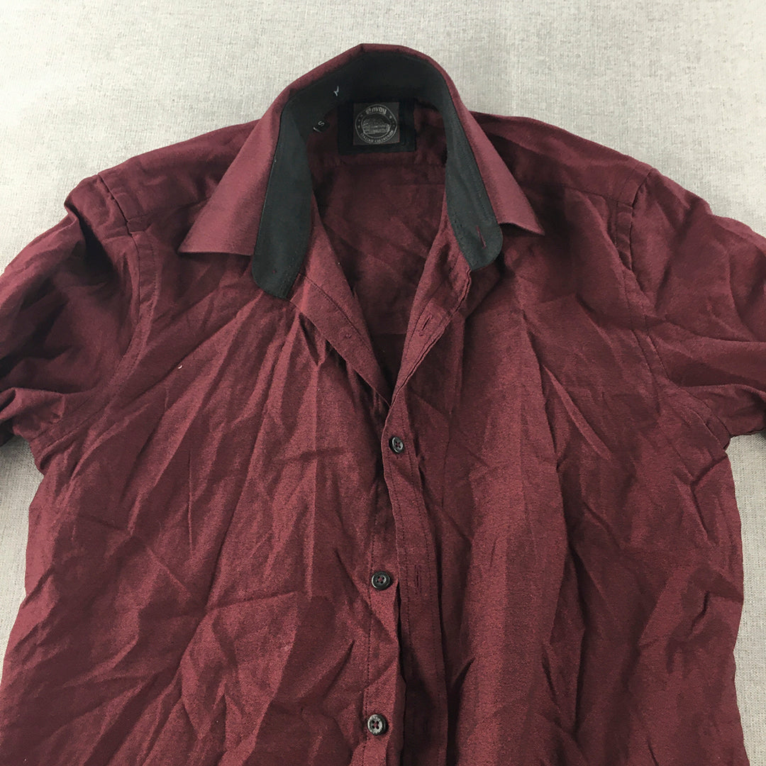 Envoy Mens Shirt Size S Maroon Red Long Sleeve Button-Up Collared