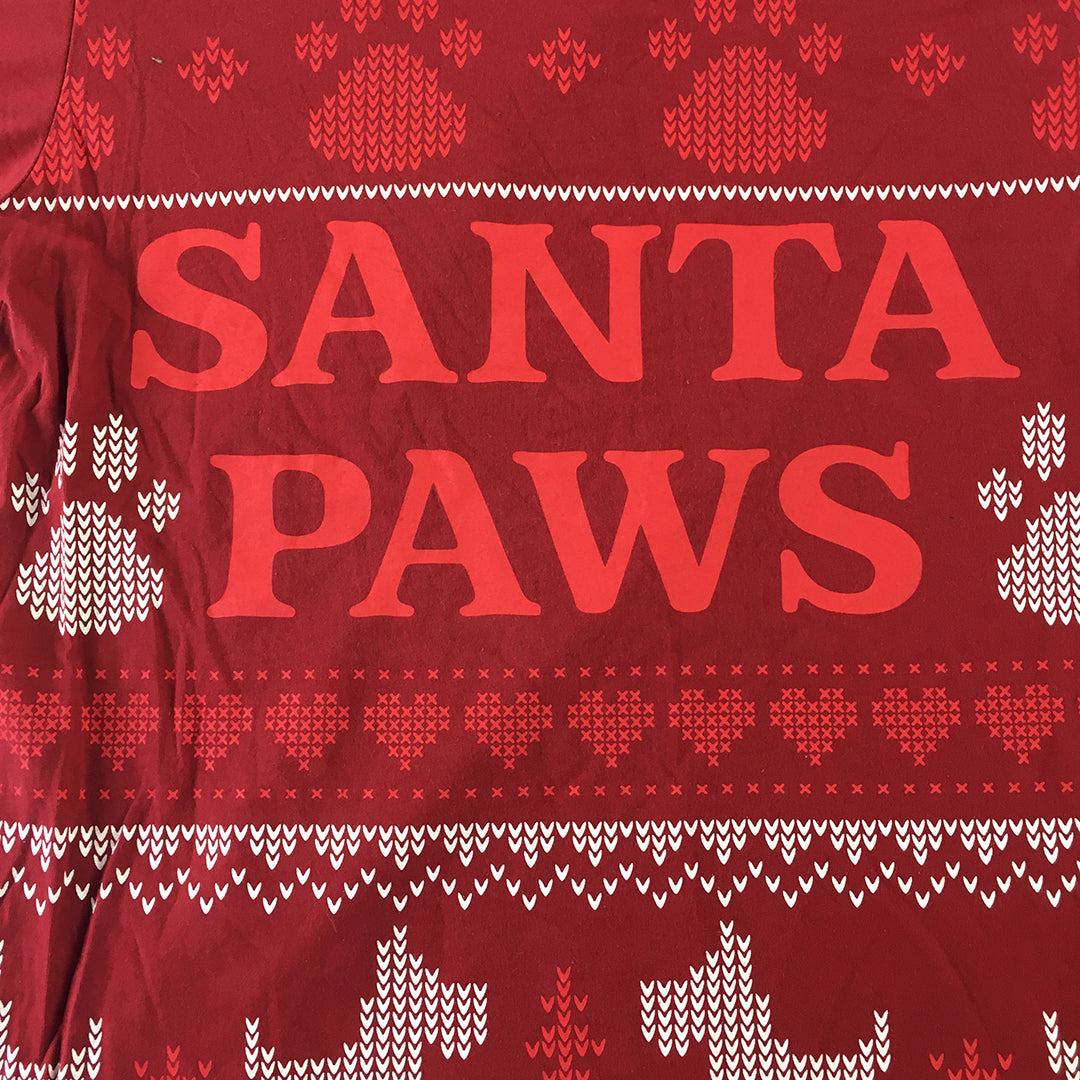 Typo Santa Paws T-Shirt Adult Size M Red Christmas Short Sleeve Tee