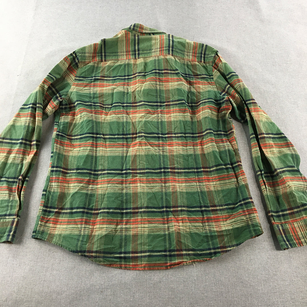 Body Spinner Mens Flannel Shirt Size 2XL Slim Fit Green Button-Up