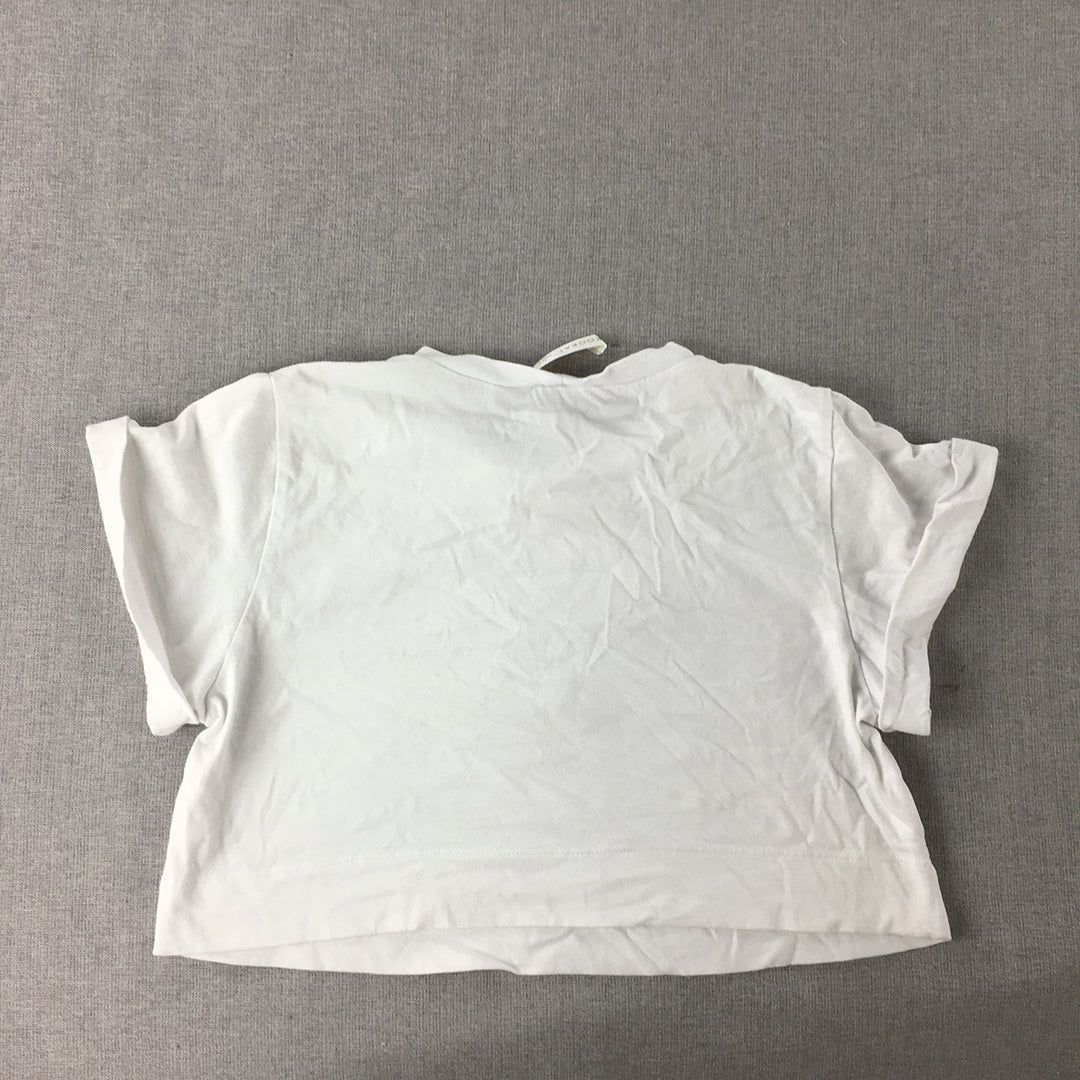 Kookai Womens Cropped Top Size 1 White Short Sleeve Crew Neck T-Shirt