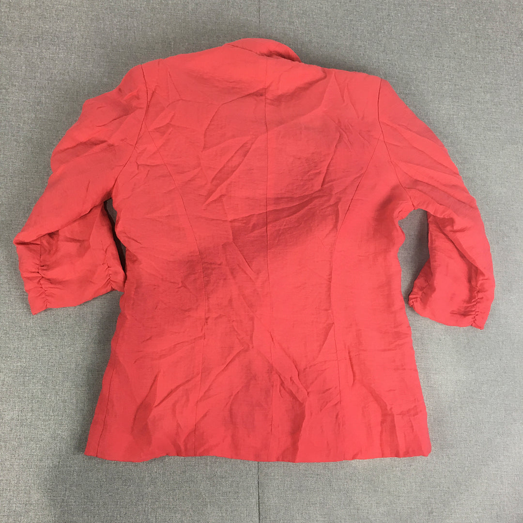 Sunny Girl Womens Blazer Coat Size 12 Red Button Collared Jacket