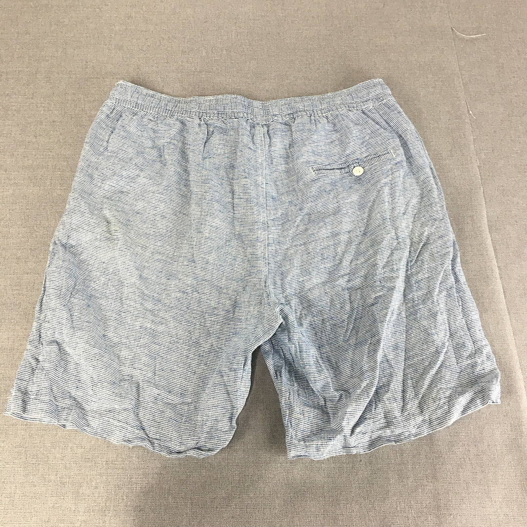 Essex Crossing Mens Washable Linen Shorts Size XL Blue Drawstring Pockets