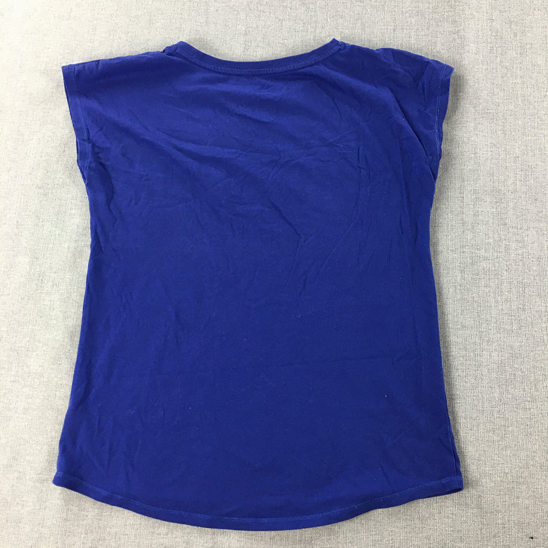 Adidas Kids Girls T-Shirt Youth Size XL (14 - 16 Years) Blue Logo Short Sleeve