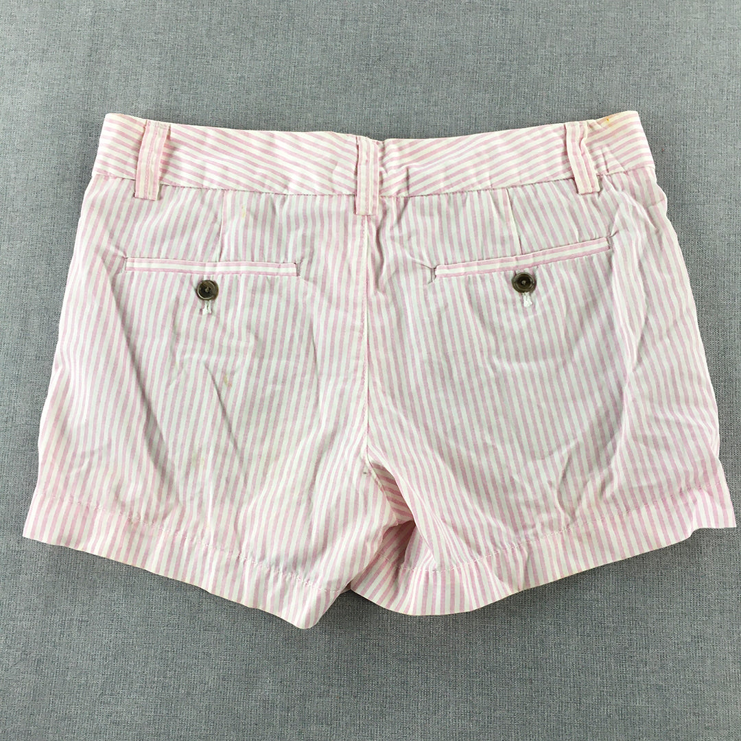 Uniqlo Womens Shorts Size 28 Pink White Striped Pockets Bermuda