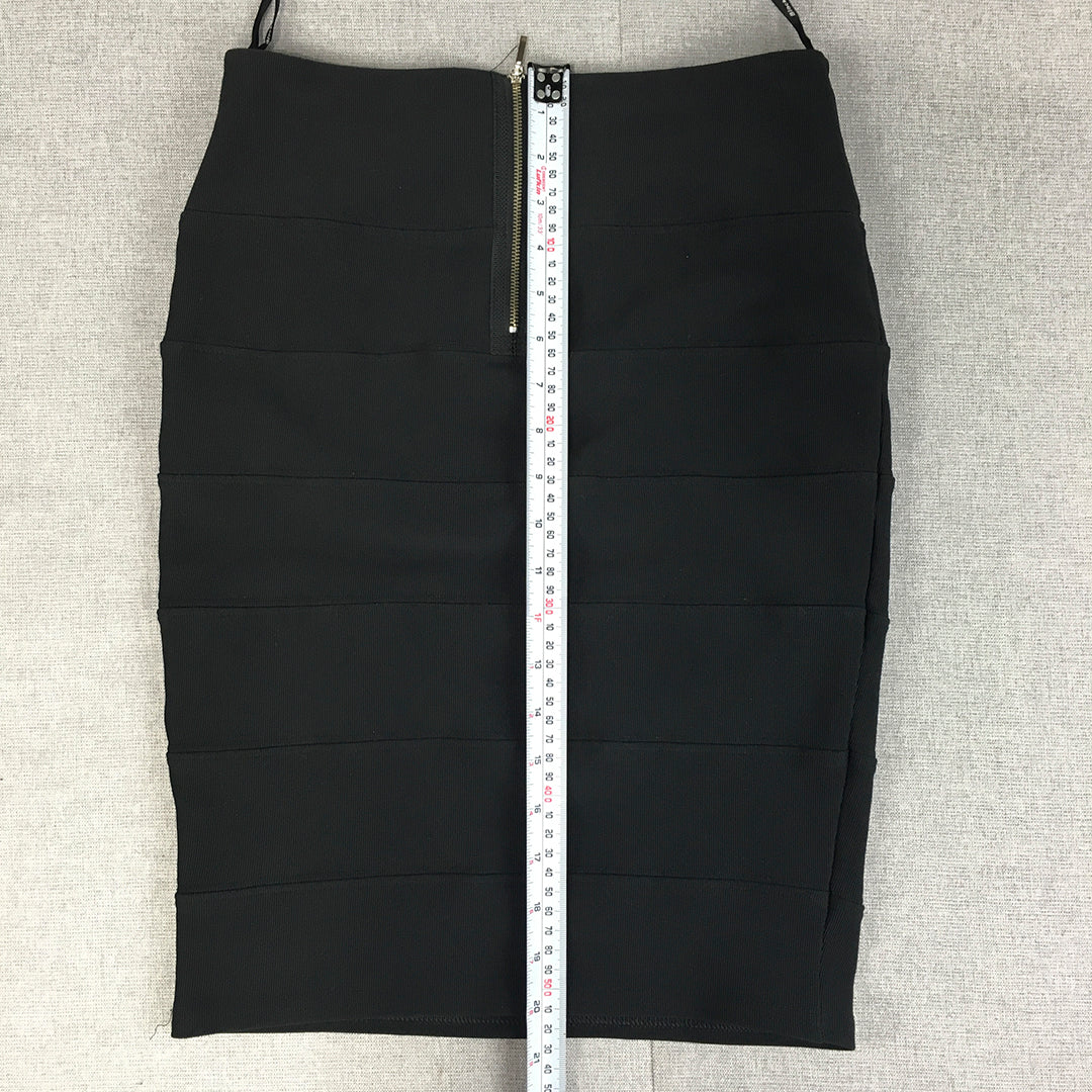 Blockout Womens Pencil Skirt Size M Black Stretch Fabric Back Zip Straight