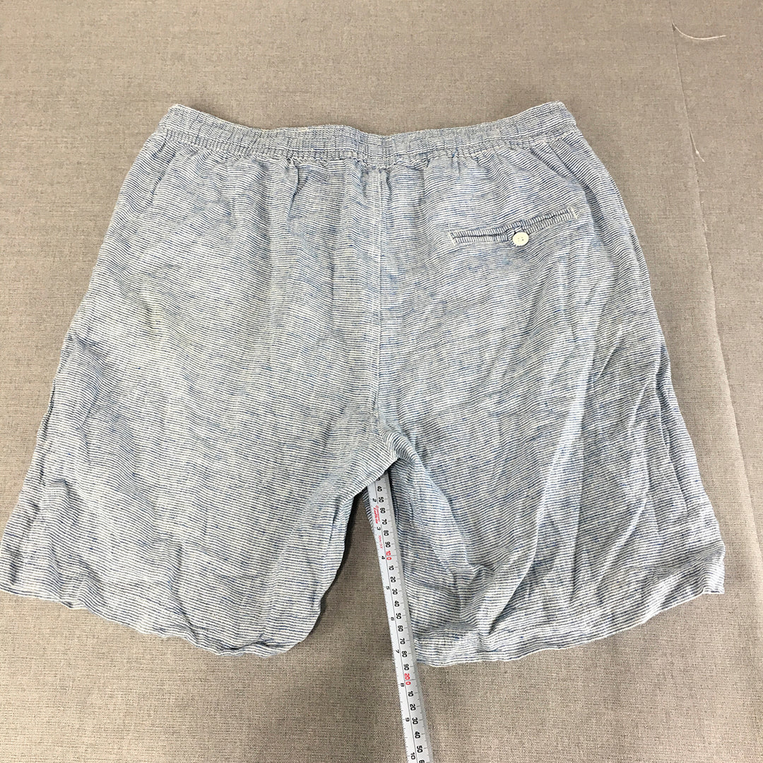 Essex Crossing Mens Washable Linen Shorts Size XL Blue Drawstring Pockets