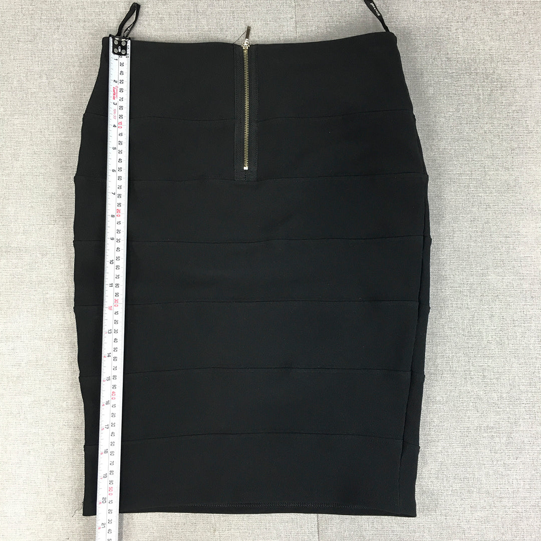 Blockout Womens Pencil Skirt Size M Black Stretch Fabric Back Zip Straight