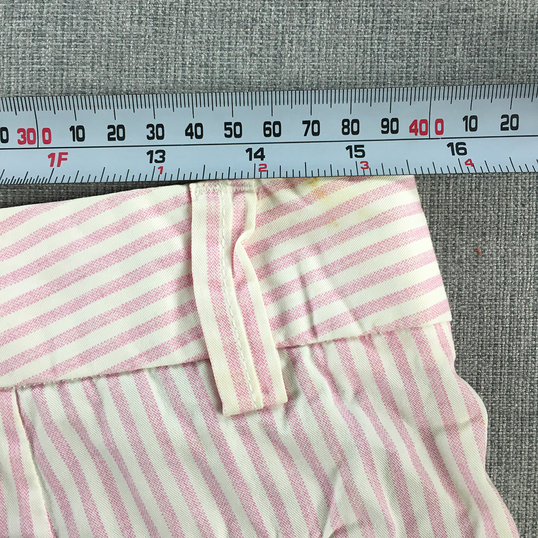 Uniqlo Womens Shorts Size 28 Pink White Striped Pockets Bermuda