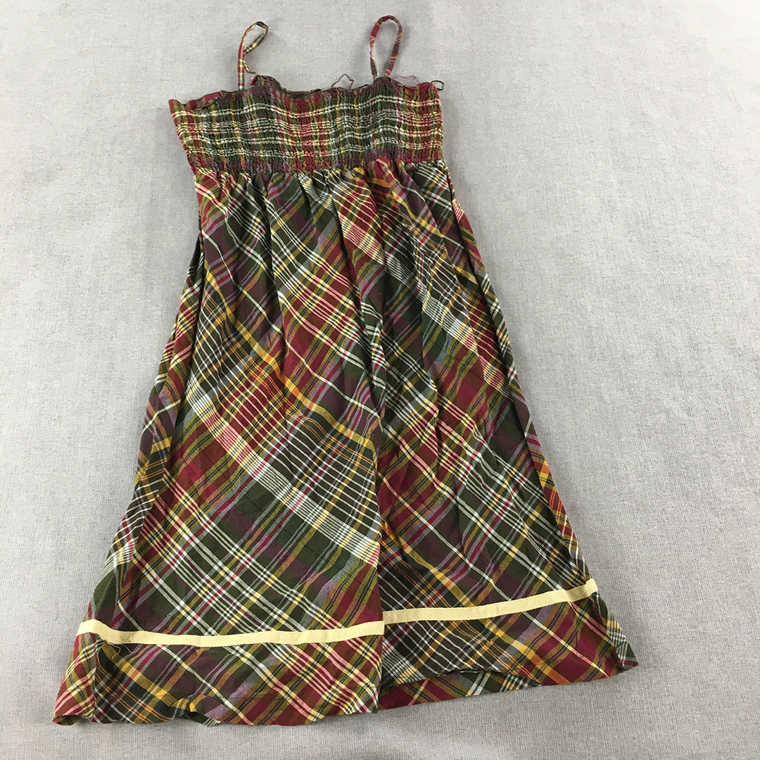 Coupe Womens Mini Dress Size L Green Red Tartan Plaid Sleeveless