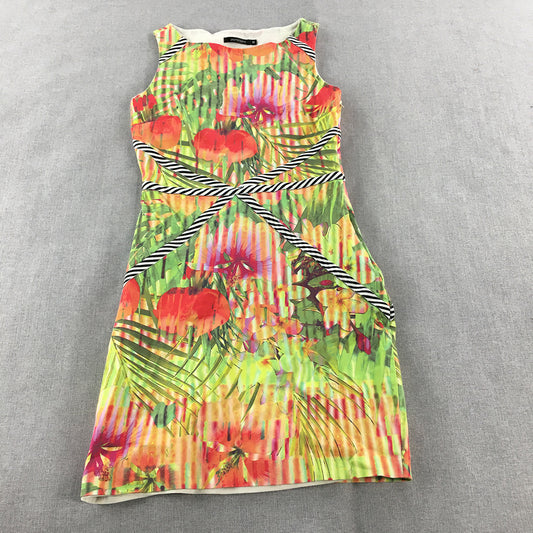 Portmans Womens Mini Dress Size 6 Yellow Floral Stretch Sleeveless