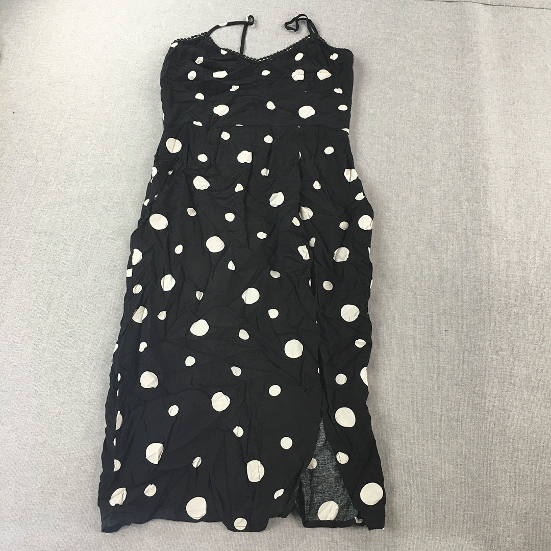 Dazie Womens Mini Dress Size 12 Black Polka Dot Sleeveless