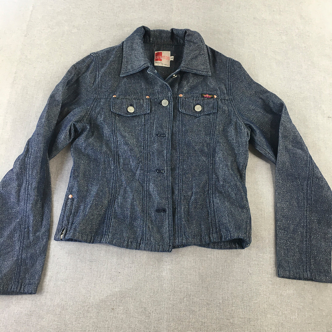 Vintage Gavin Studio Womens Denim Jacket Size M Blue Button Jean Collared