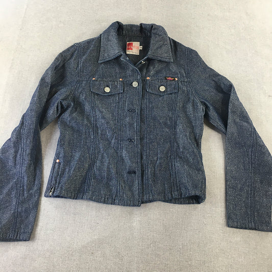 Vintage Gavin Studio Womens Denim Jacket Size M Blue Button Jean Collared