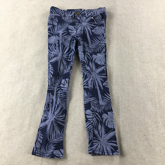 Miss Understood Kids Girls Jeans Size 7 Blue Hawaiian Palm Skinny Stretch Denim