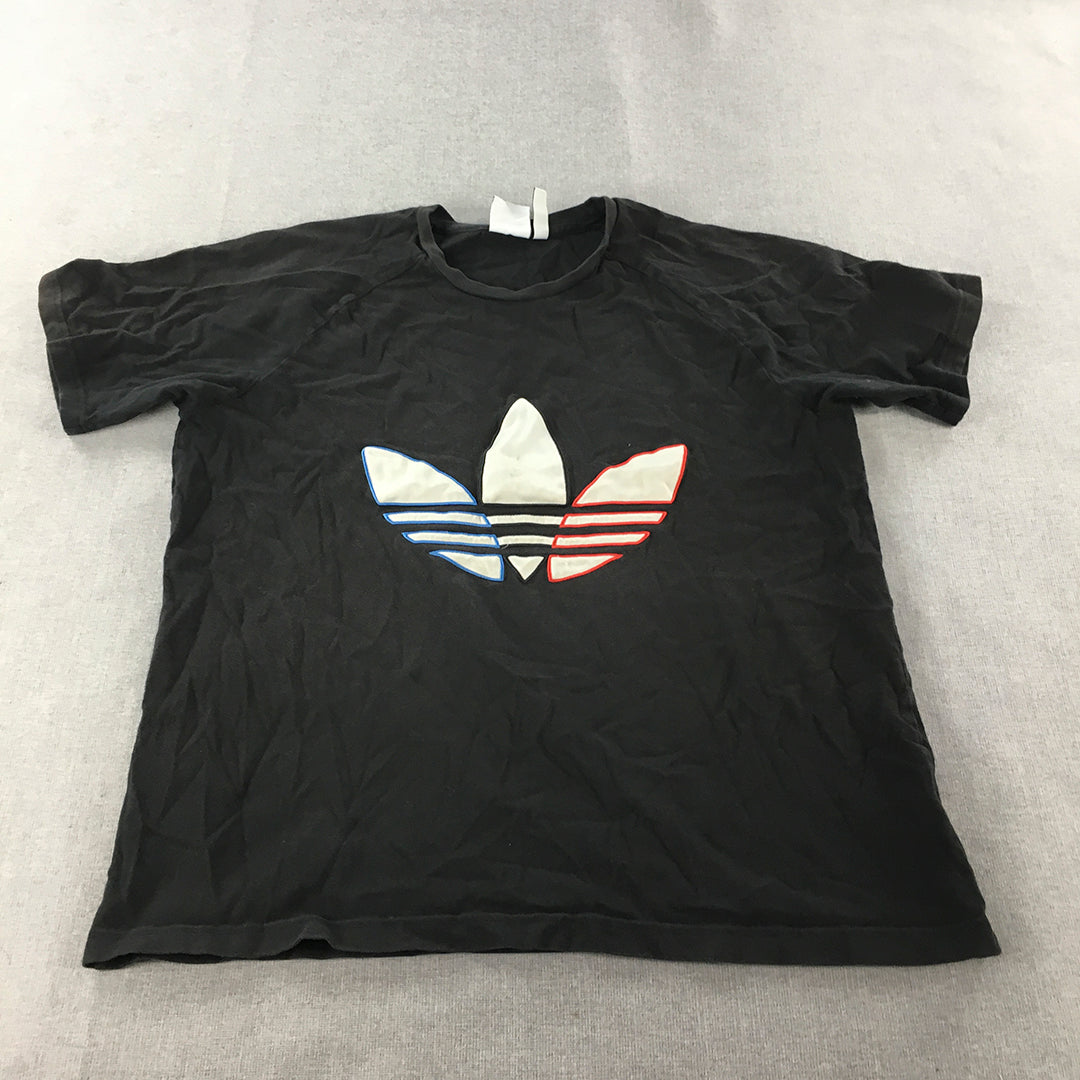 Adidas Mens T-Shirt Size L Black Big Trefoil Logo Short Sleeve Crew Neck Tee