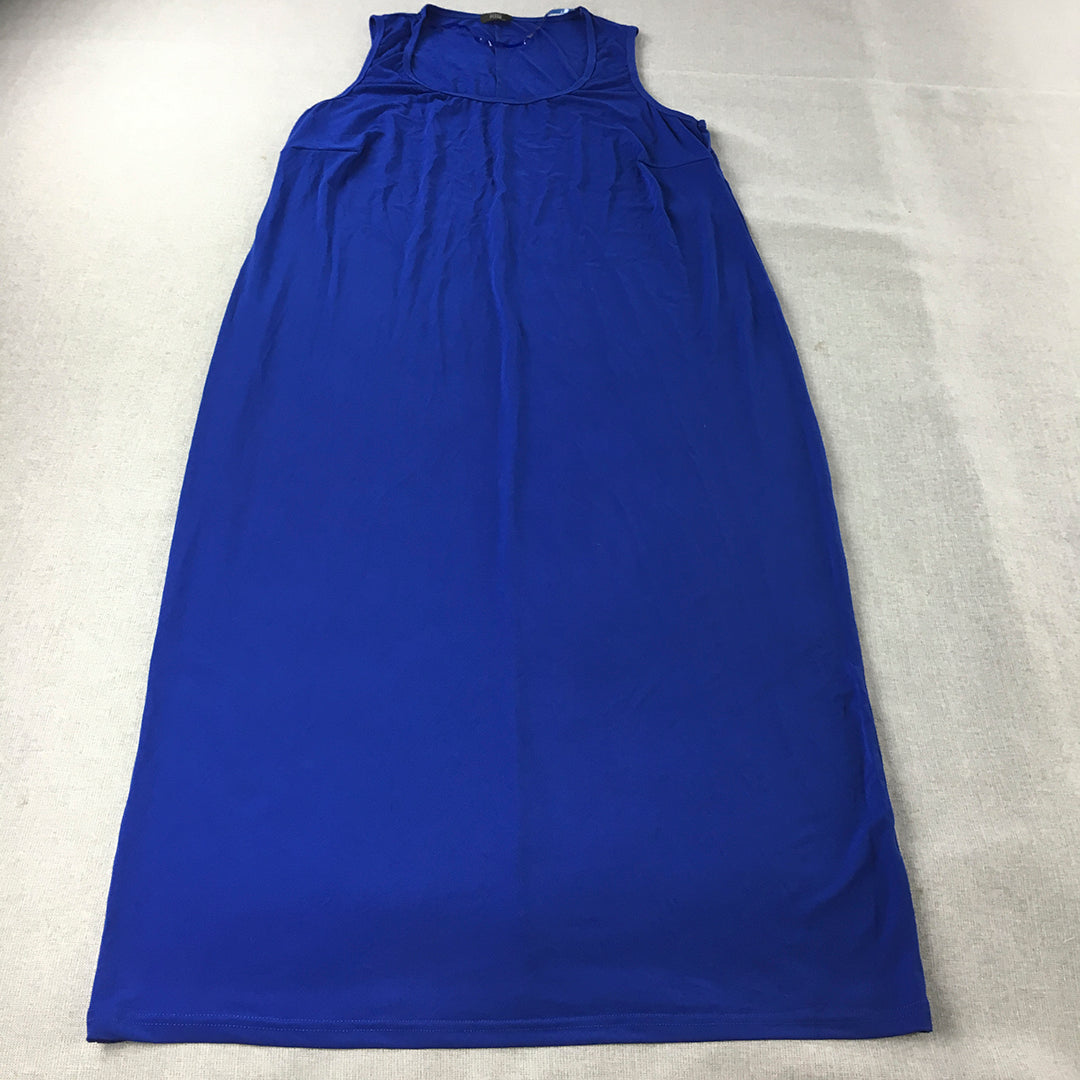 Vintage RTM Womens Evening Gown Size 20 Blue Midi Sleeveless Stretch Fabric