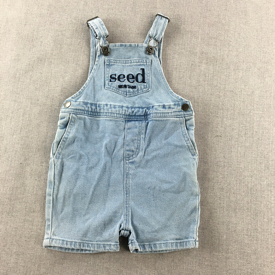 Seed Heritage Baby Denim Jumpsuit Size 1 (12 - 18 Months) One Piece Romper