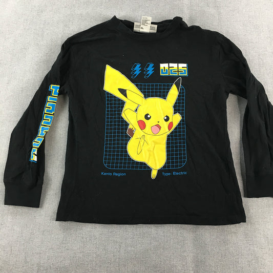 Pokemon Pikachu Kids Boys Shirt Size 10 Black Long Sleeve Pullover Top