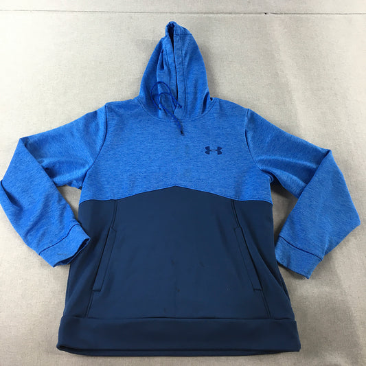 Under Armour Mens Hoodie Sweater Size M Blue Logo Pockets Jumper