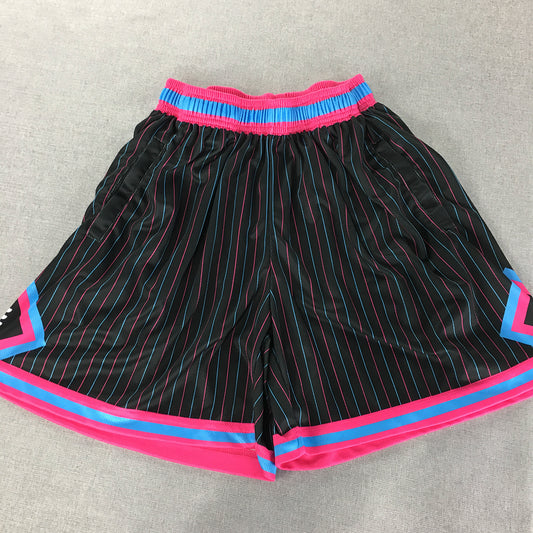 Triple Threat Mens Basketball Shorts Size L Black Pink Striped Elastic Waist