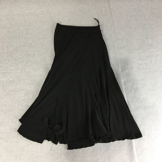 Sheike Womens A-Line Skirt Size 8 Black Stretch Fabric Slit