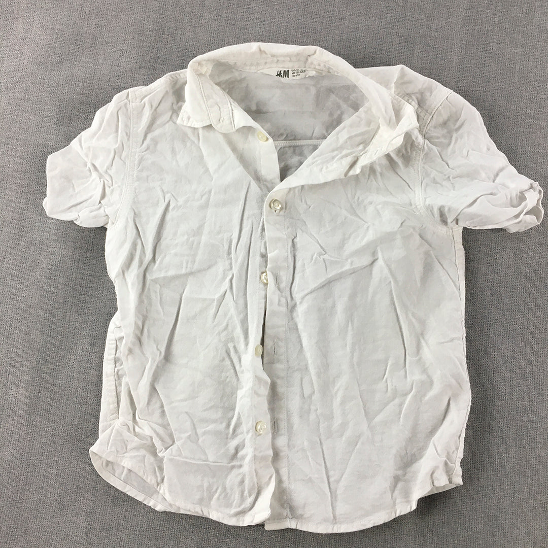 H&M Kids Boys Shirt Size 5 White Short Sleeve Button-Up