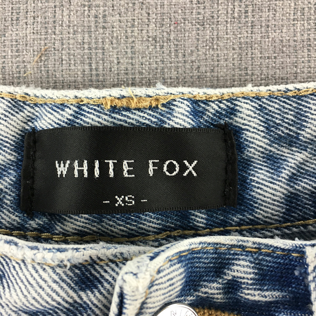 White Fox Womens Jeans Size XS Blue Light Wash Ripped Slim Straight Denim