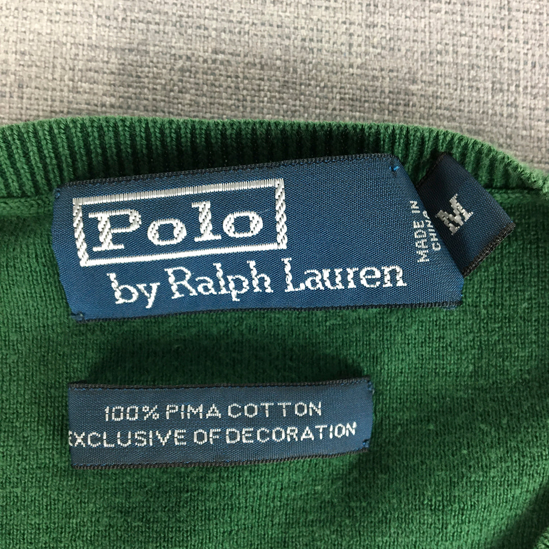 Polo Ralph Lauren Mens Knit Sweater Size M Green Logo Crew Neck Jumper