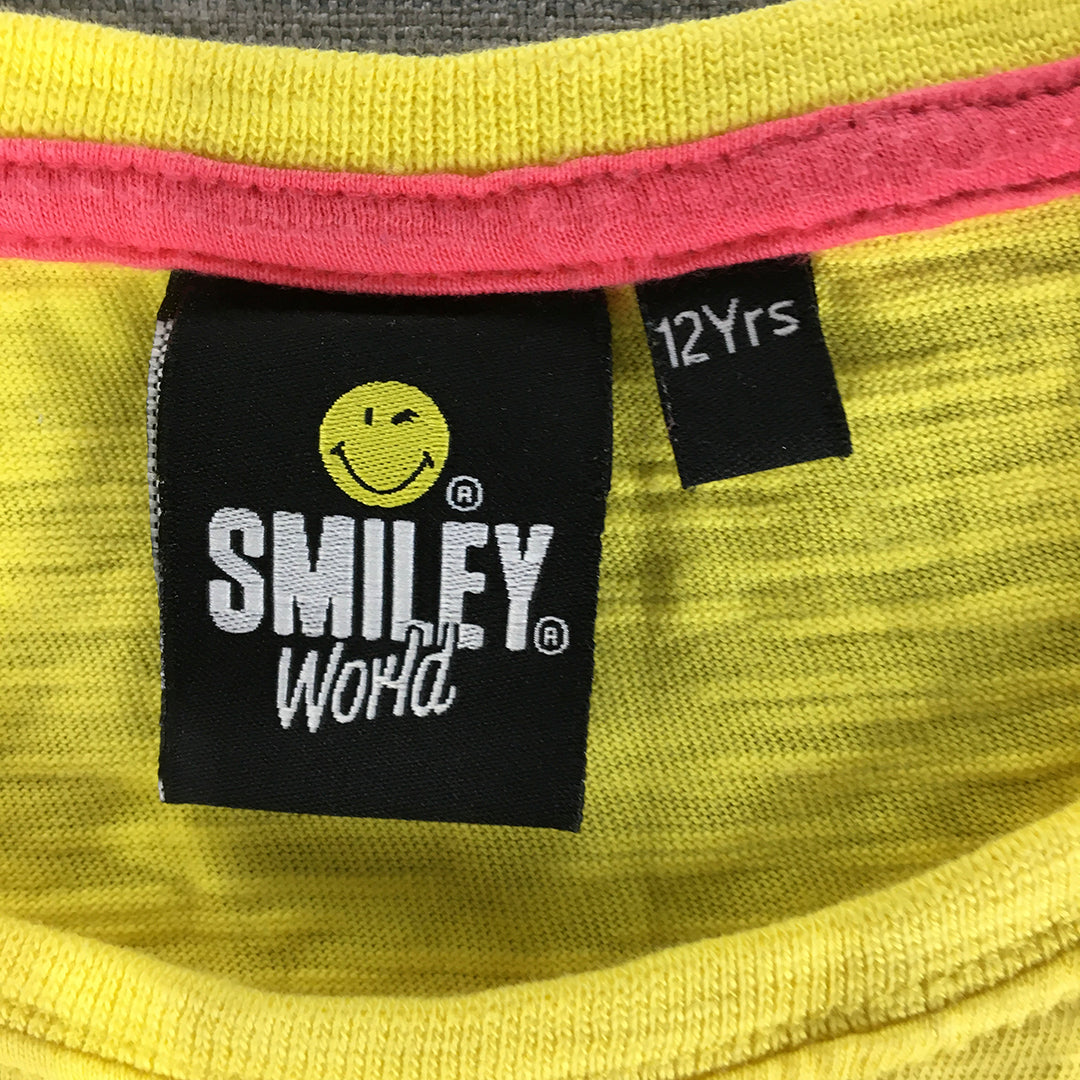 Smiley World Kids T-Shirt Size 12 Years Yellow Short Sleeve Top