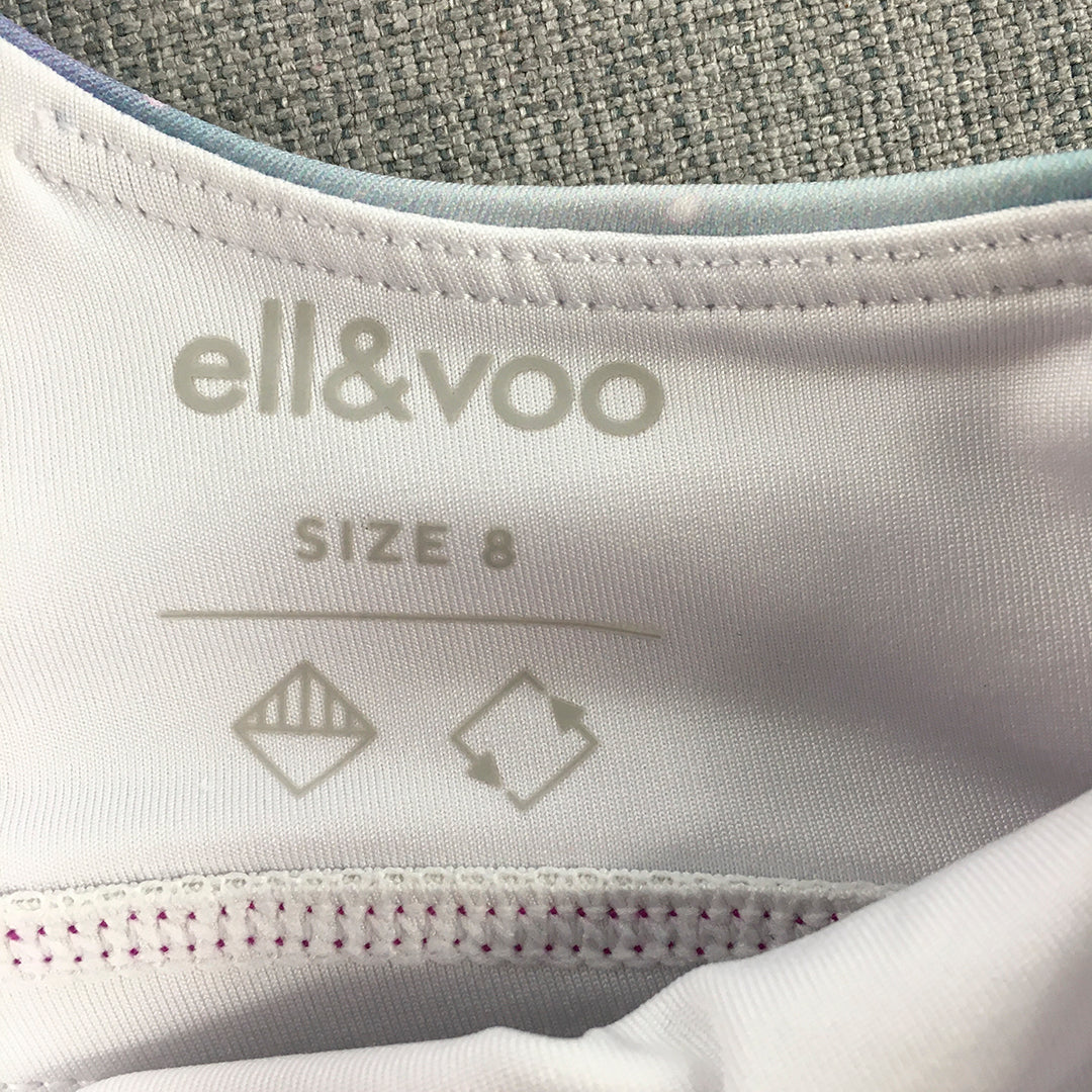 Ell & Voo Kids Girls Cropped Top Size 8 White Pink Activewear Athletic