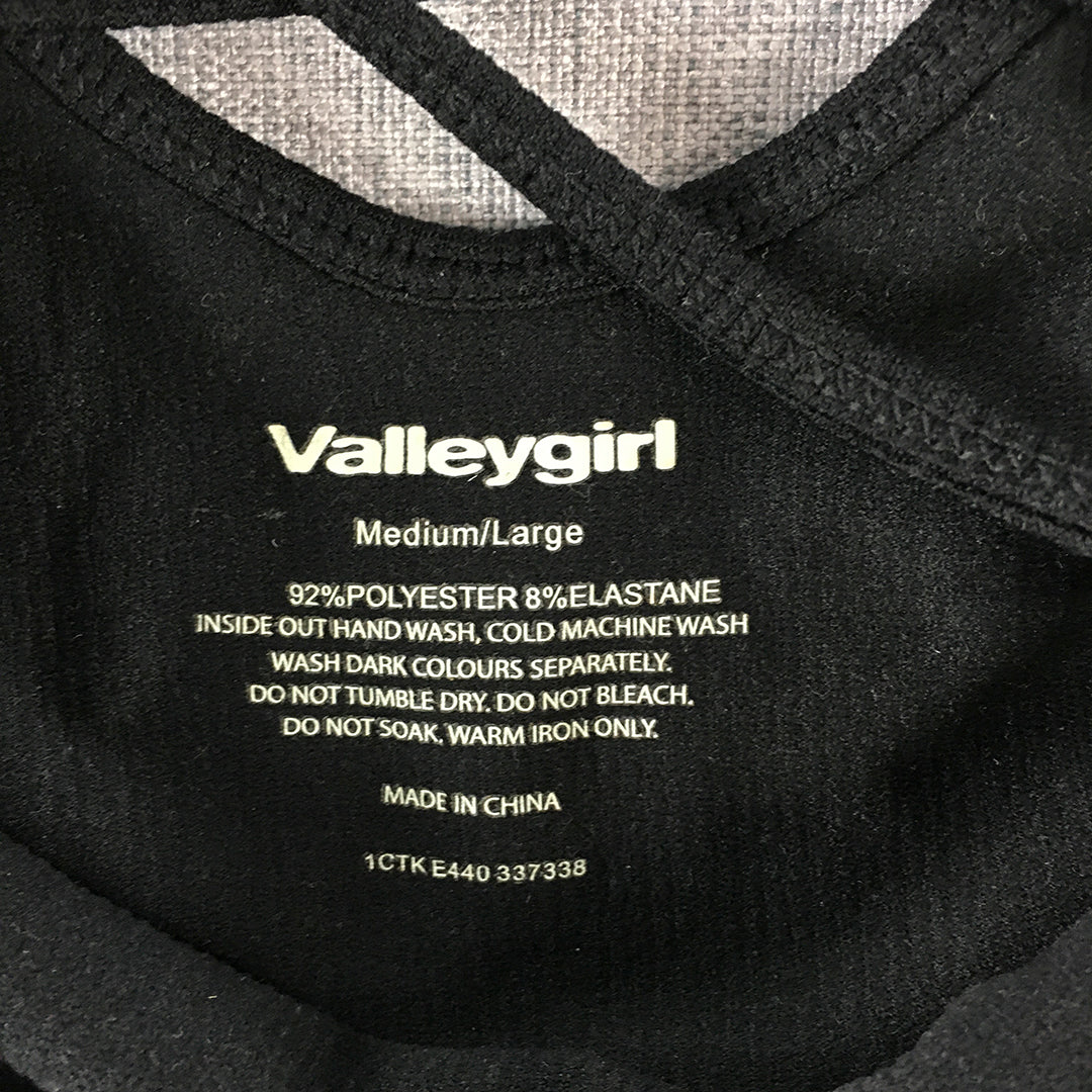 Valleygirl Womens Top Size M/L Black Short Sleeve Stretch Fabric Shirt