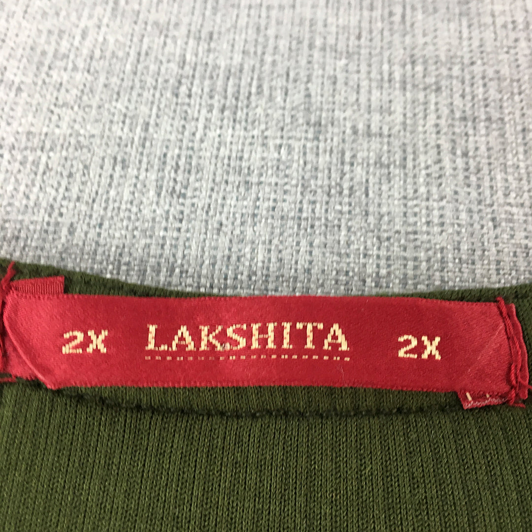 Lakshita Womens Knit Top Size 2XL Green Long Sleeve Shirt