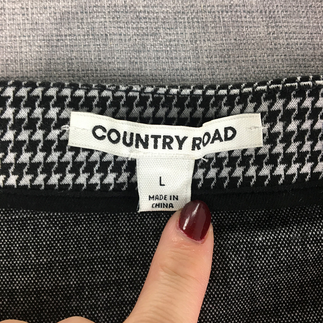 Country Road Womens Mini Skirt Size L Black White Dot Frilled Hem