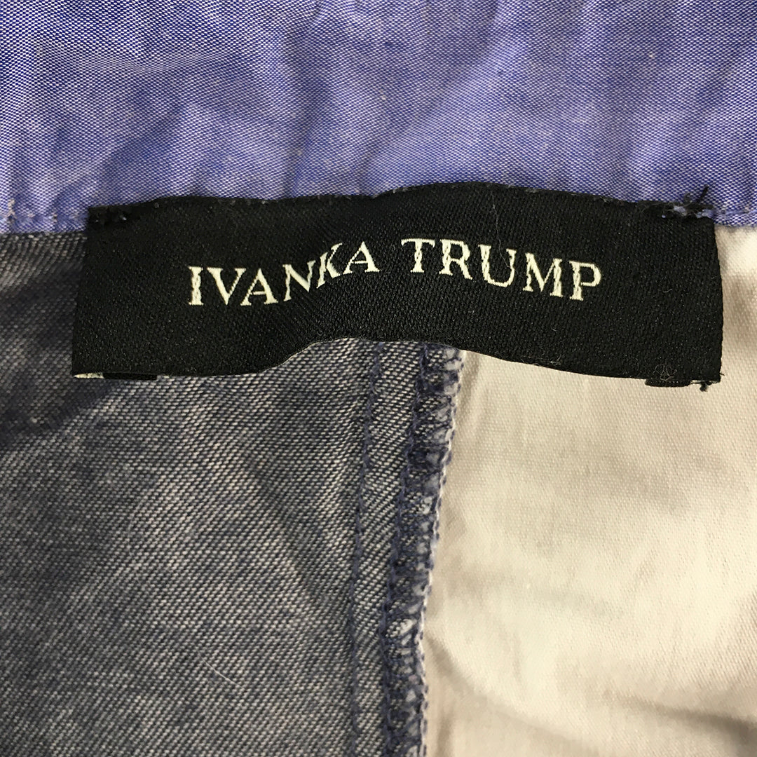 Ivanka Trump Womens Shirt Size M White Blue Denim Button-Up Long Sleeve