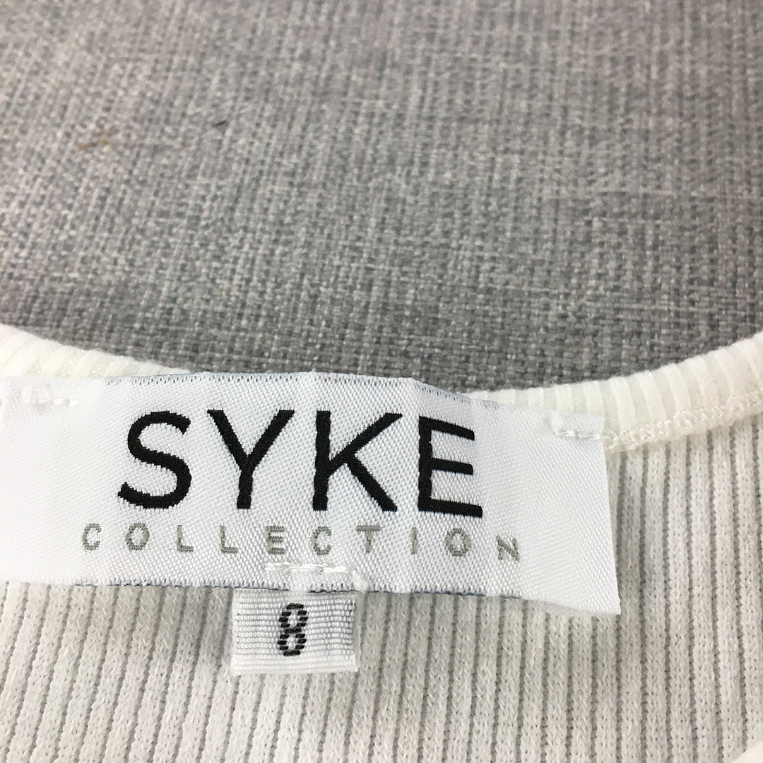 Syke Collection Womens Bodycon Dress Size 8 White Knit Knee Length