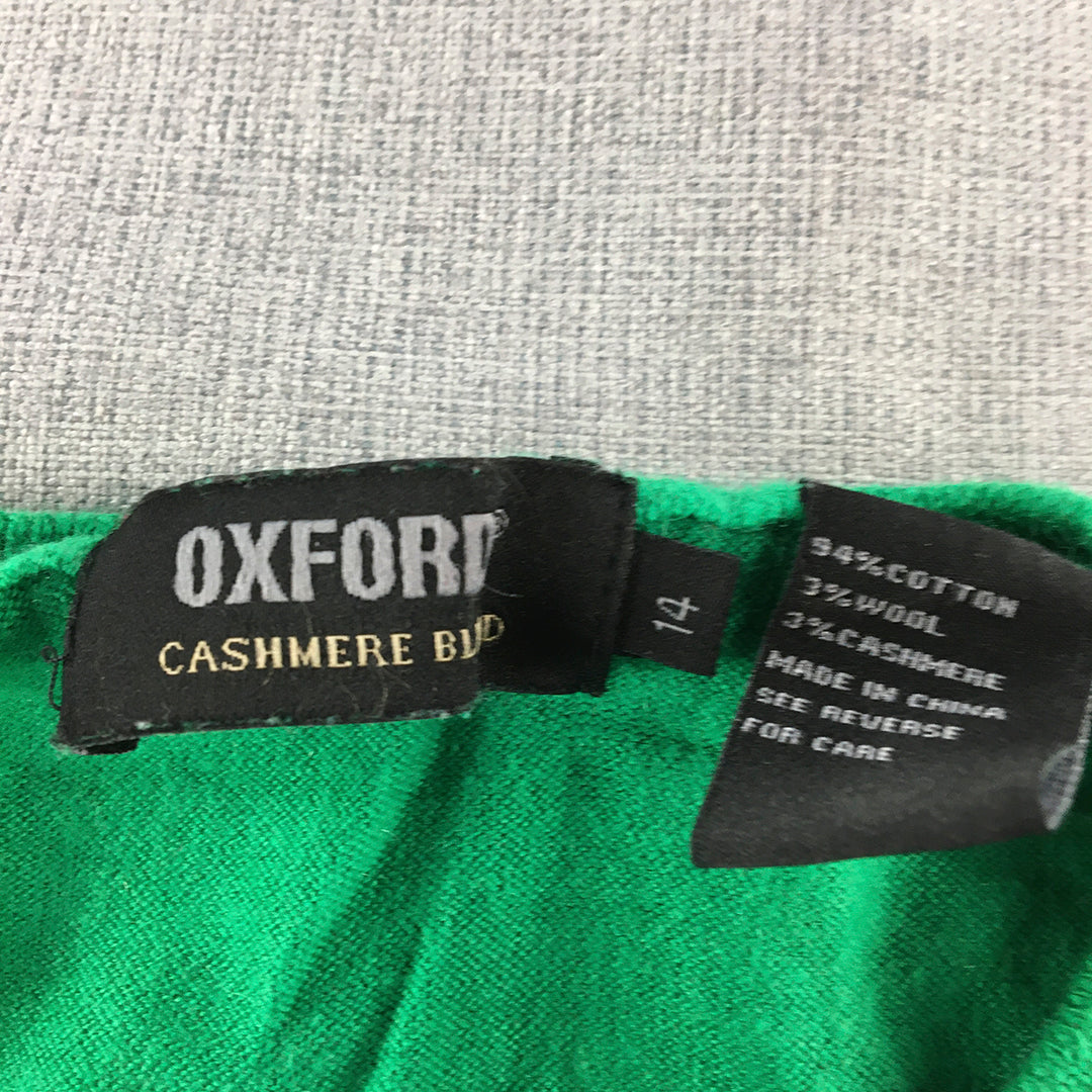 Oxford Womens Cashmere Sweater Size 14 Green Knit Jumper