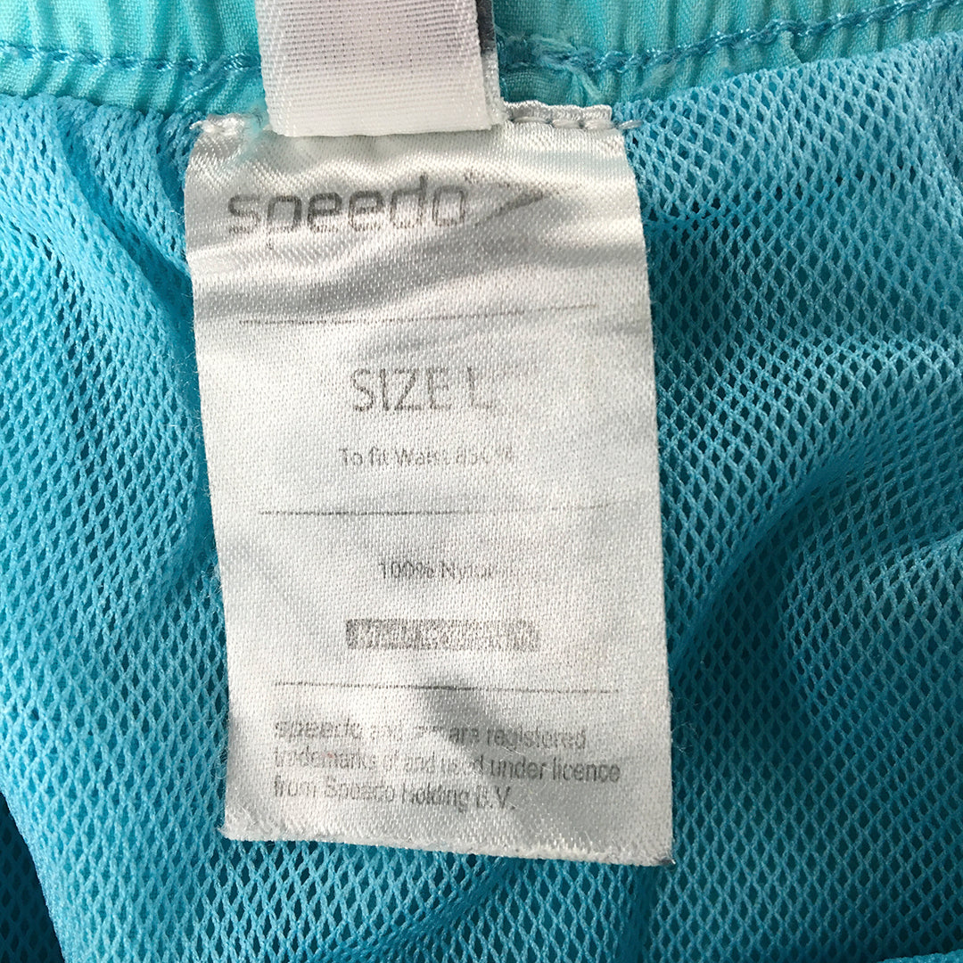 Speedo Mens Shorts Size L Blue Surf Swim Trunks Blue Elastic Waist Logo