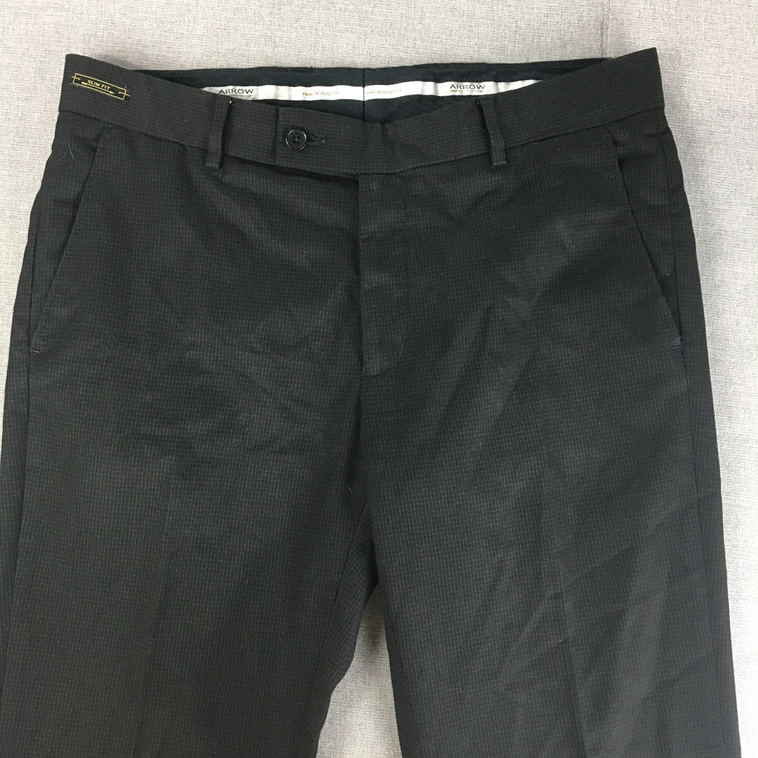 Arrow Mens Dress Pants Size 34 (W34 x L31) Black Straight Leg Formal