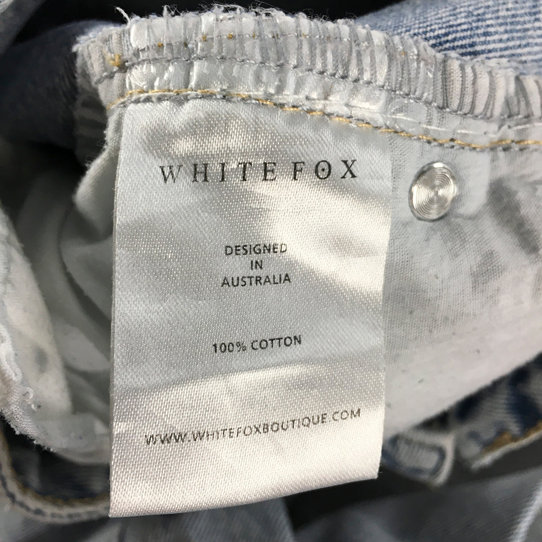 White Fox Womens Jeans Size XS Blue Light Wash Ripped Slim Straight Denim