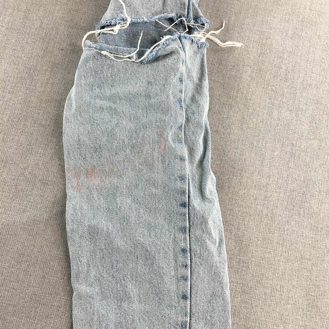 White Fox Womens Jeans Size XS Blue Light Wash Ripped Slim Straight Denim