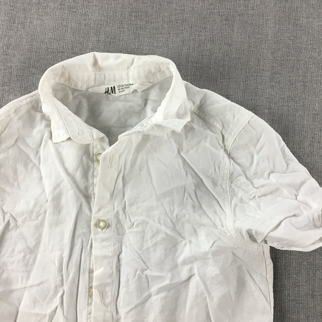 H&M Kids Boys Shirt Size 5 White Short Sleeve Button-Up