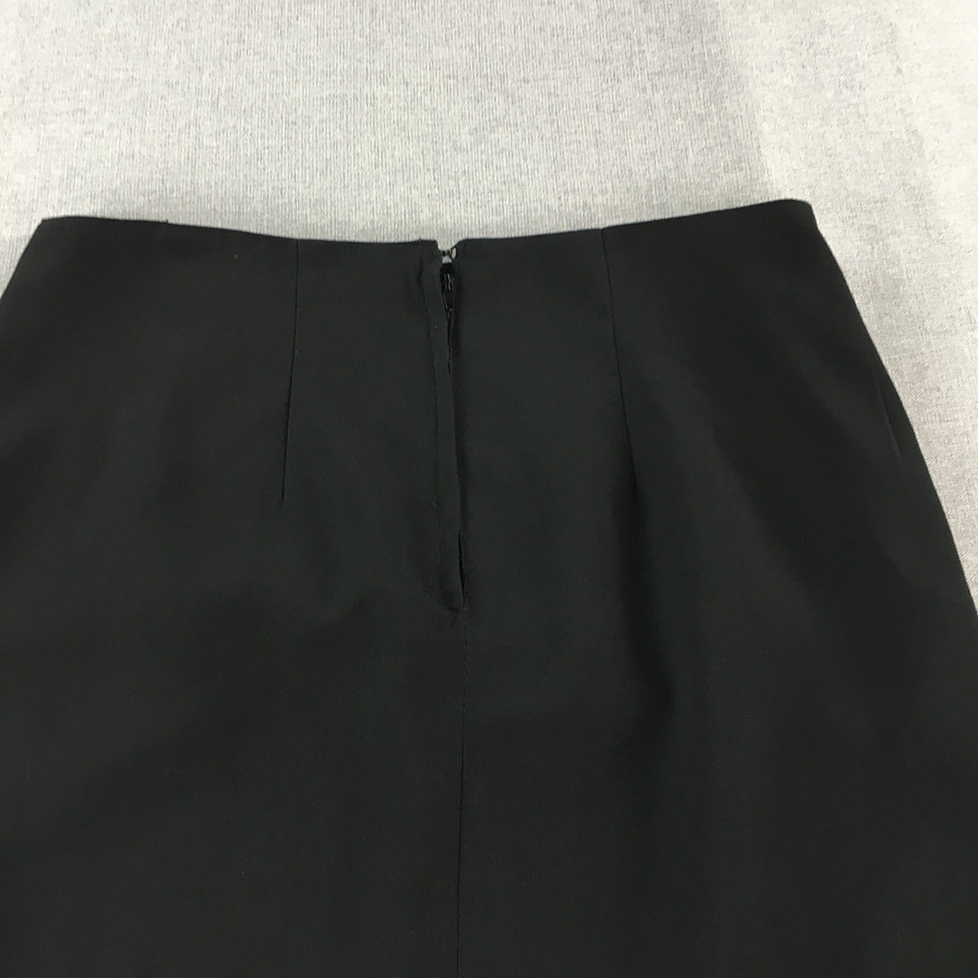 Vintage 2U Designs Womens Pencil Skirt Size XL Black Pleated