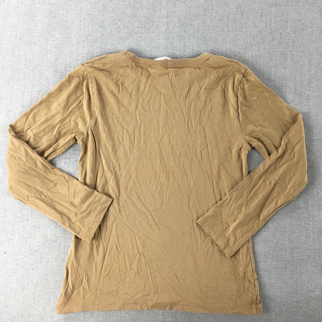 H&M Kids Boys Shirt Size 7 - 8 Years Brown Long Sleeve Crew Neck Pullover