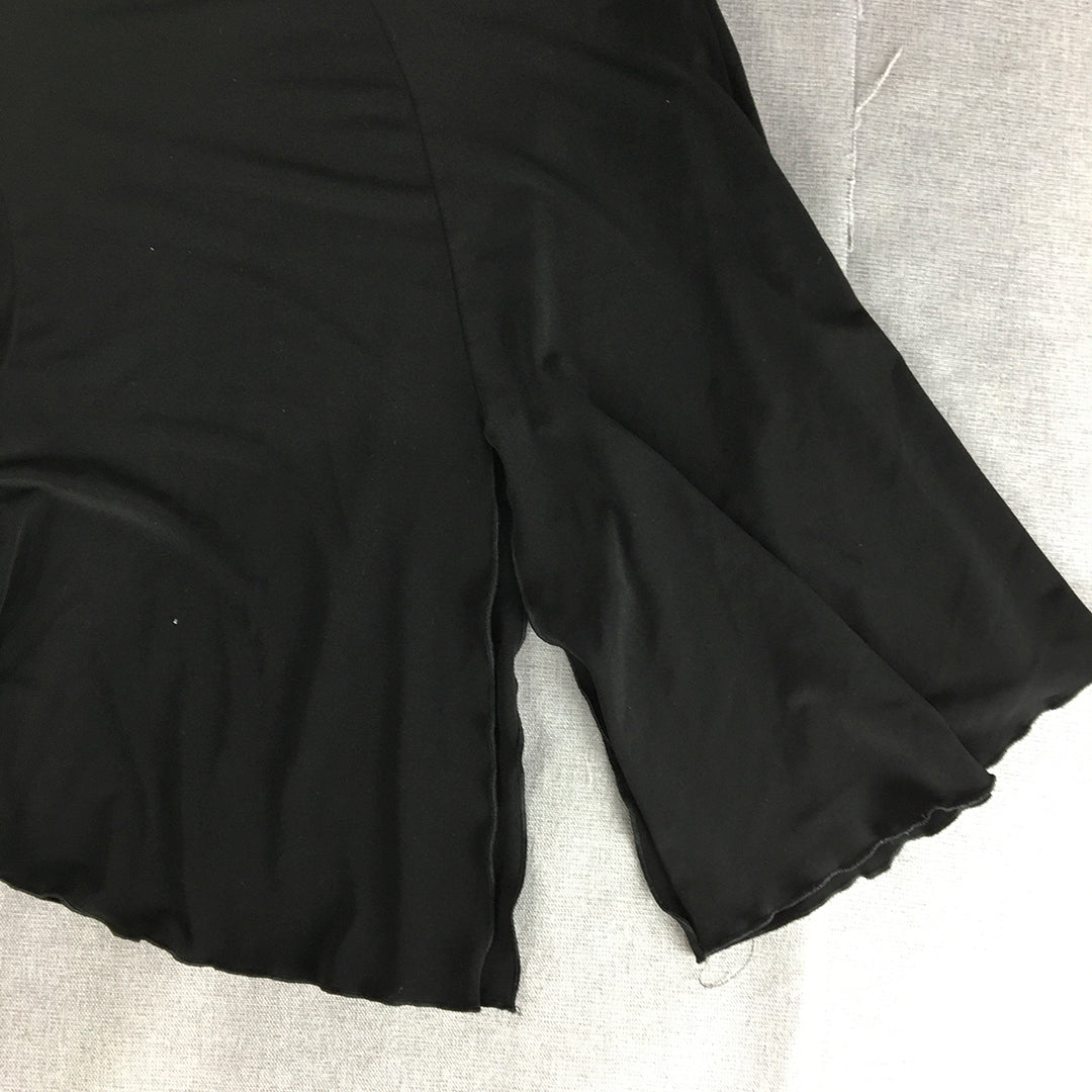 Sheike Womens A-Line Skirt Size 8 Black Stretch Fabric Slit