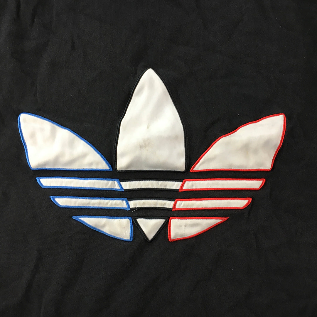 Adidas Mens T-Shirt Size L Black Big Trefoil Logo Short Sleeve Crew Neck Tee