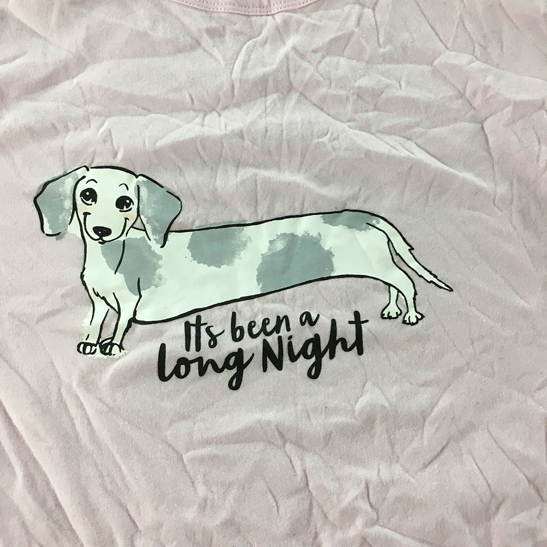 Peter Alexander Womens Sleep Shirt Size L Pink Long Sleeve Pajama Dog