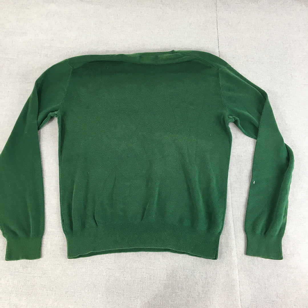 Polo Ralph Lauren Mens Knit Sweater Size M Green Logo Crew Neck Jumper