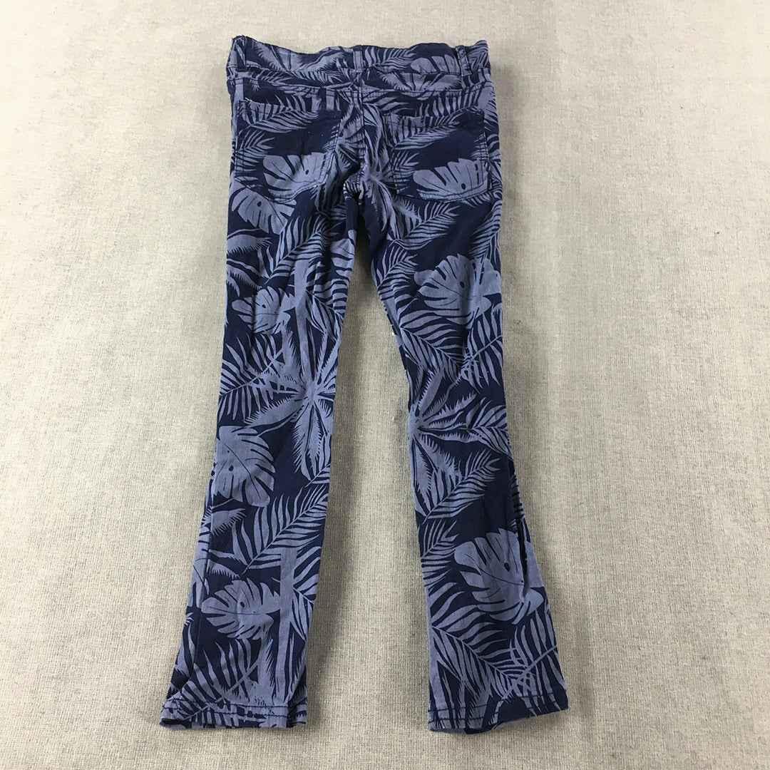 Miss Understood Kids Girls Jeans Size 7 Blue Hawaiian Palm Skinny Stretch Denim