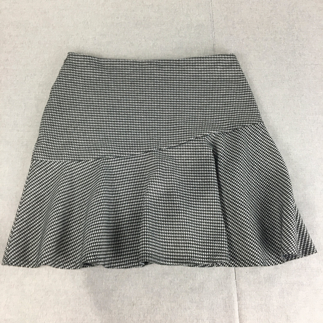 Country Road Womens Mini Skirt Size L Black White Dot Frilled Hem