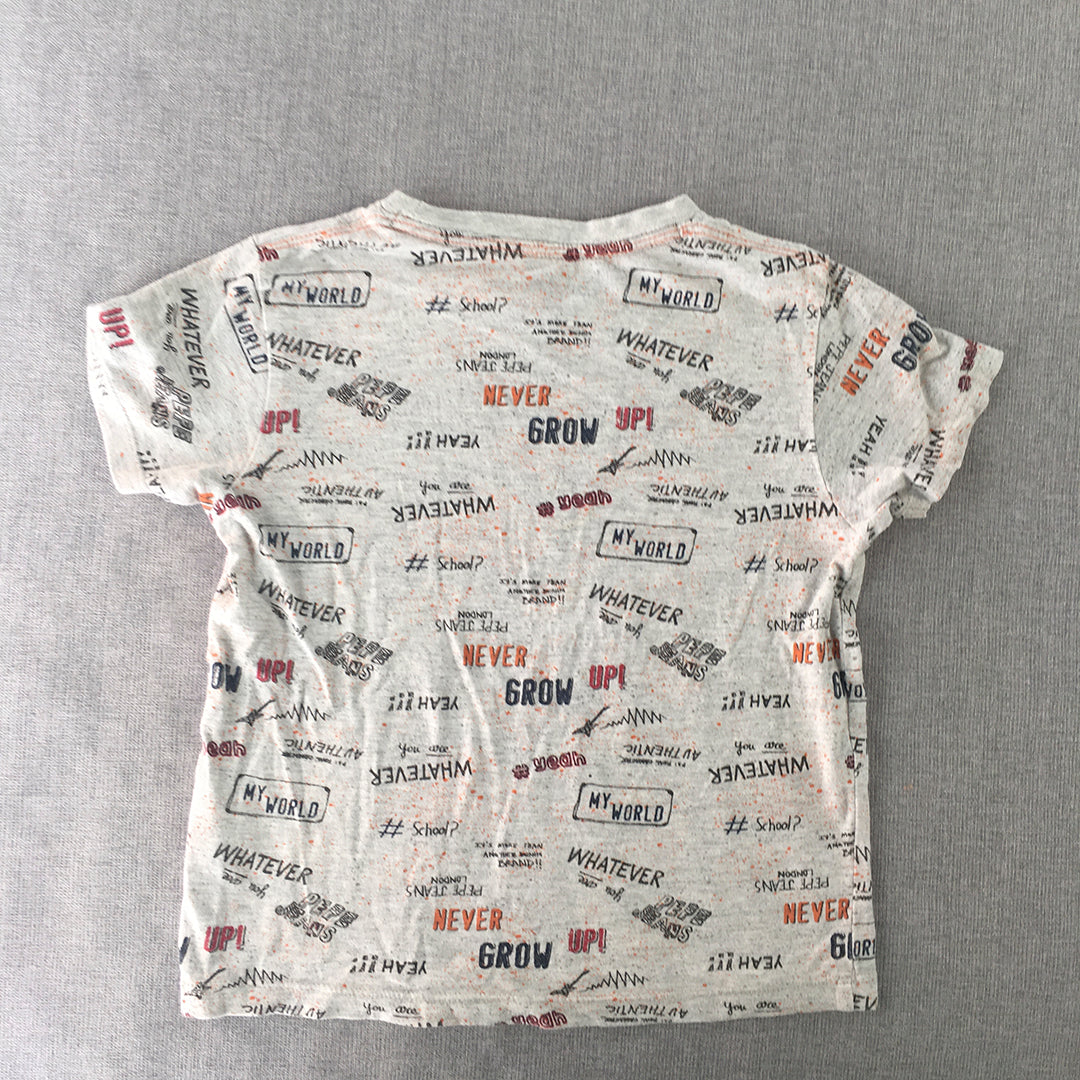 Pepe Jeans Kids Boys T-Shirt Size 4 Grey Short Sleeve Crew Neck Top